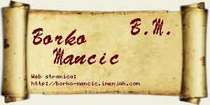Borko Mančić vizit kartica